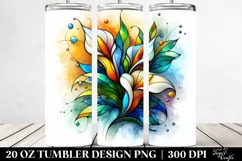 20 Oz Tumbler Sublimation | Glossy Stained with Calla Lily Product Image 2