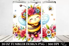 Cartoon Style Watercolor Bee | 20 oz Tumbler Product Image 2