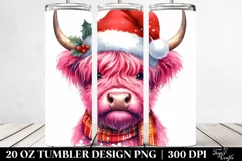 Cute Pink Highland Cow 20 Oz Tumbler Product Image 2