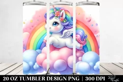 Baby Unicorn Bouncing on Clouds | 20 Oz Tumbler Product Image 2