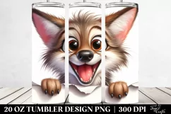 Crazy Watercolor Coyote | 20 oz Tumbler Product Image 2
