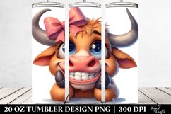 Thoughtful Ox Portrait Clipart, Transparent 20 Oz Tumbler Product Image 2