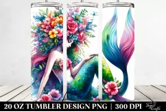 Mermaid Floral Wreath Vibrant Drawing | 20 oz Tumbler Product Image 2