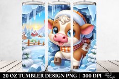 Cute Baby Cow in Winter Clipart 20 Oz Tumbler Product Image 2