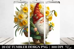 Detailed Gnome with Daffodil Bouquet | 20 Oz Tumbler Product Image 2