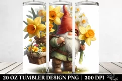 Detailed Gnome with Daffodil Bouquet | 20 Oz Tumbler Product Image 2