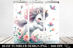 Cute Baby Unicorn Tumbling with Spring Petals | 20 Oz Product Image 2