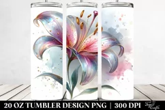 20 Oz Tumbler Sublimation | Glossy Lily with Watercolor Product Image 2