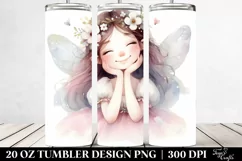 Whimsical Smiling Fairy Clipart, Transparent 20 Oz Tumbler Product Image 2