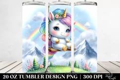 Baby Unicorn Playing on Swing | 20 Oz Tumbler Product Image 2
