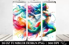 Jumping Mermaid Vibrant Drawing | 20 oz Tumbler Product Image 2