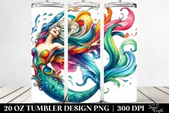 Jumping Mermaid Vibrant Drawing | 20 oz Tumbler Product Image 2