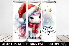 Cute Unicorn with Santa Hat 20 Oz Tumbler Product Image 2