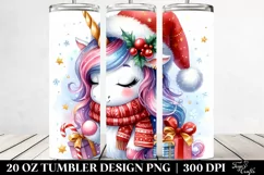 Cute Unicorn with Santa Hat 20 Oz Tumbler Product Image 2