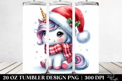 Cute Unicorn with Santa Hat 20 Oz Tumbler Product Image 2