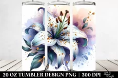 20 Oz Tumbler Sublimation | Glossy Lily with Watercolor Product Image 2