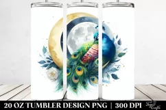 Colorful Peacock Sleeping on the Moon Tumbler Product Image 2