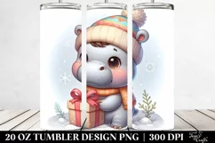 Cute Baby Hippo Holding Present Clipart, Transparent 20 Oz Product Image 2