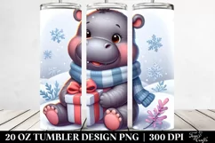 Cute Baby Hippo with Present Clipart, High-Res 20 Oz Tumbler Product Image 2