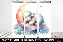Colorful Lamb Sleeping on Moon | 20 Oz Tumbler Product Image 2