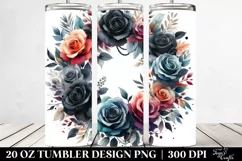 Colorful Watercolor Wreath with Black Roses | 20 Oz Tumbler Product Image 2