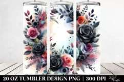 Colorful Watercolor Wreath with Black Roses | 20 Oz Tumbler Product Image 2