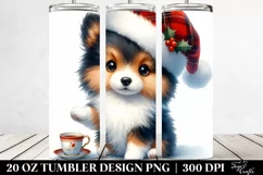 Cute Shetland Sheepdog with Santa Hat 20 Oz Tumbler Product Image 2