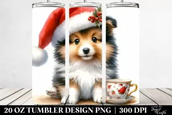 Cute Shetland Sheepdog with Santa Hat 20 Oz Tumbler Product Image 2