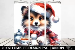 Cute Shetland Sheepdog with Santa Hat 20 Oz Tumbler Product Image 2