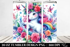 Dancing Cute Unicorn Vibrant Drawing | 20 oz Tumbler Product Image 2