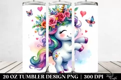 Dancing Cute Unicorn Vibrant Drawing | 20 oz Tumbler Product Image 2