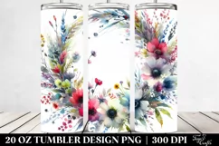Colorful Watercolor Wreath with Wild Flowers | 20 Oz Tumbler Product Image 2