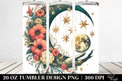 Vintage Half Moon with Flowers Clipart, High-Res 20 Oz Product Image 2