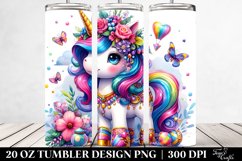 Dressed Cute Unicorn Vibrant Drawing | 20 oz Tumbler Product Image 2