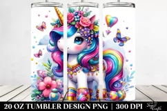 Dressed Cute Unicorn Vibrant Drawing | 20 oz Tumbler Product Image 2