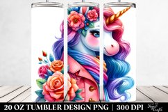 Dressed Cute Unicorn Vibrant Drawing | 20 oz Tumbler Product Image 2