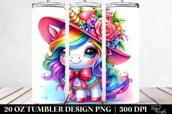 Dressed Cute Unicorn Vibrant Drawing | 20 oz Tumbler Product Image 2