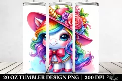 Dressed Cute Unicorn Vibrant Drawing | 20 oz Tumbler Product Image 2