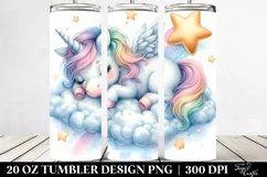 Baby Unicorn Napping on Cloud | 20 Oz Tumbler Product Image 2