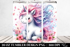 Watercolor Baby Unicorn Spring Petals | 20 Oz Tumbler Product Image 2