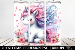 Watercolor Baby Unicorn Spring Petals | 20 Oz Tumbler Product Image 2