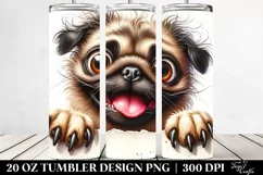 Crazy Funny Watercolor Pug | 20 Oz Tumbler Product Image 2