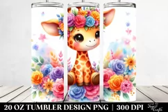 Colorful Giraffe Flower Crown | 20 oz Tumbler Product Image 2