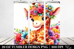 Colorful Giraffe Flower Crown | 20 oz Tumbler Product Image 2