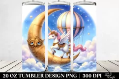 Cute Unicorn Pirouetting Crescent Moon | 20 Oz Tumbler Product Image 2