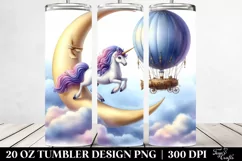 Cute Unicorn Pirouetting Crescent Moon | 20 Oz Tumbler Product Image 2