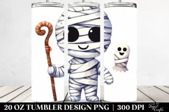 Mummy Haloween Clipart, Digital 20 Oz Tumbler Product Image 2