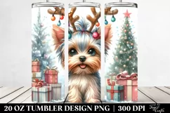 Yorkshire Terrier with Reindeer Horns 20 Oz Tumbler Product Image 2