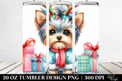Yorkshire Terrier with Reindeer Horns 20 Oz Tumbler Product Image 2