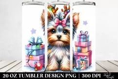 Yorkshire Terrier with Reindeer Horns 20 Oz Tumbler Product Image 2